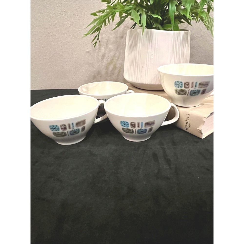 Canonsburg Temporama Teacups Set of 4 Vintage 1960s Atomic Mid Century Modern